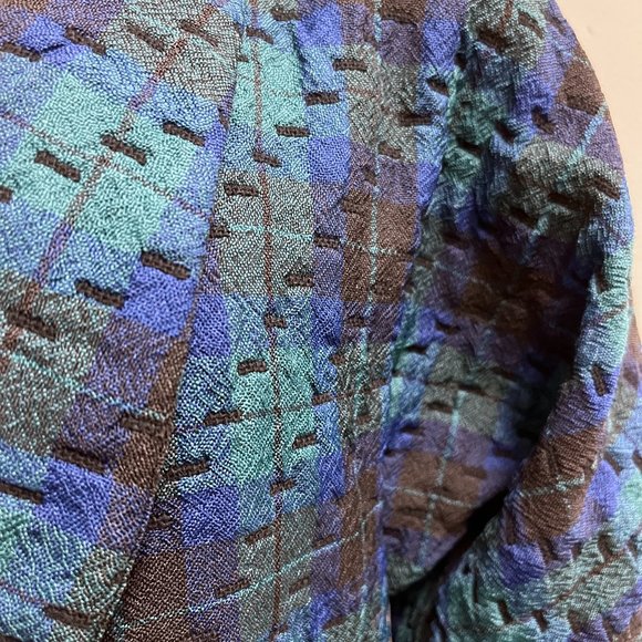 Lancelotti Vintage tartan black plaid wool shawl blazer jacket 40 80s wool blend - Picture 5 of 9